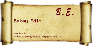 Bakay Edit névjegykártya